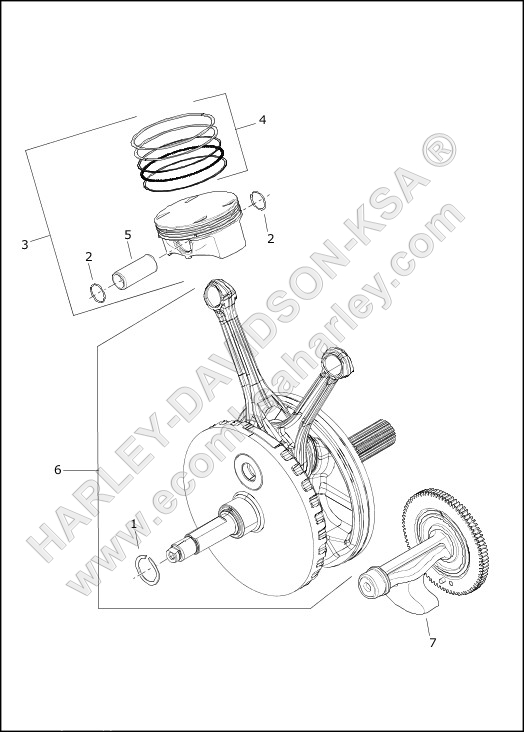 PISTONS AND FLYWHEEL ASSEMBLY - Milwaukee-eight™ 107